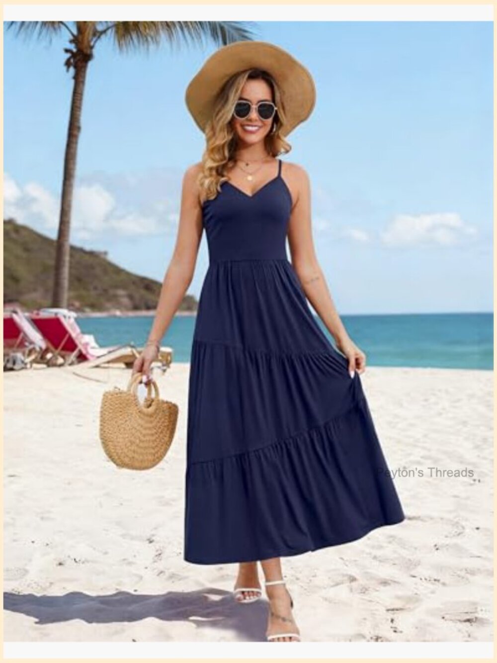 Sleeveless Spaghetti Strap Maxi Sundress with Pockets - Picture 5 of 7